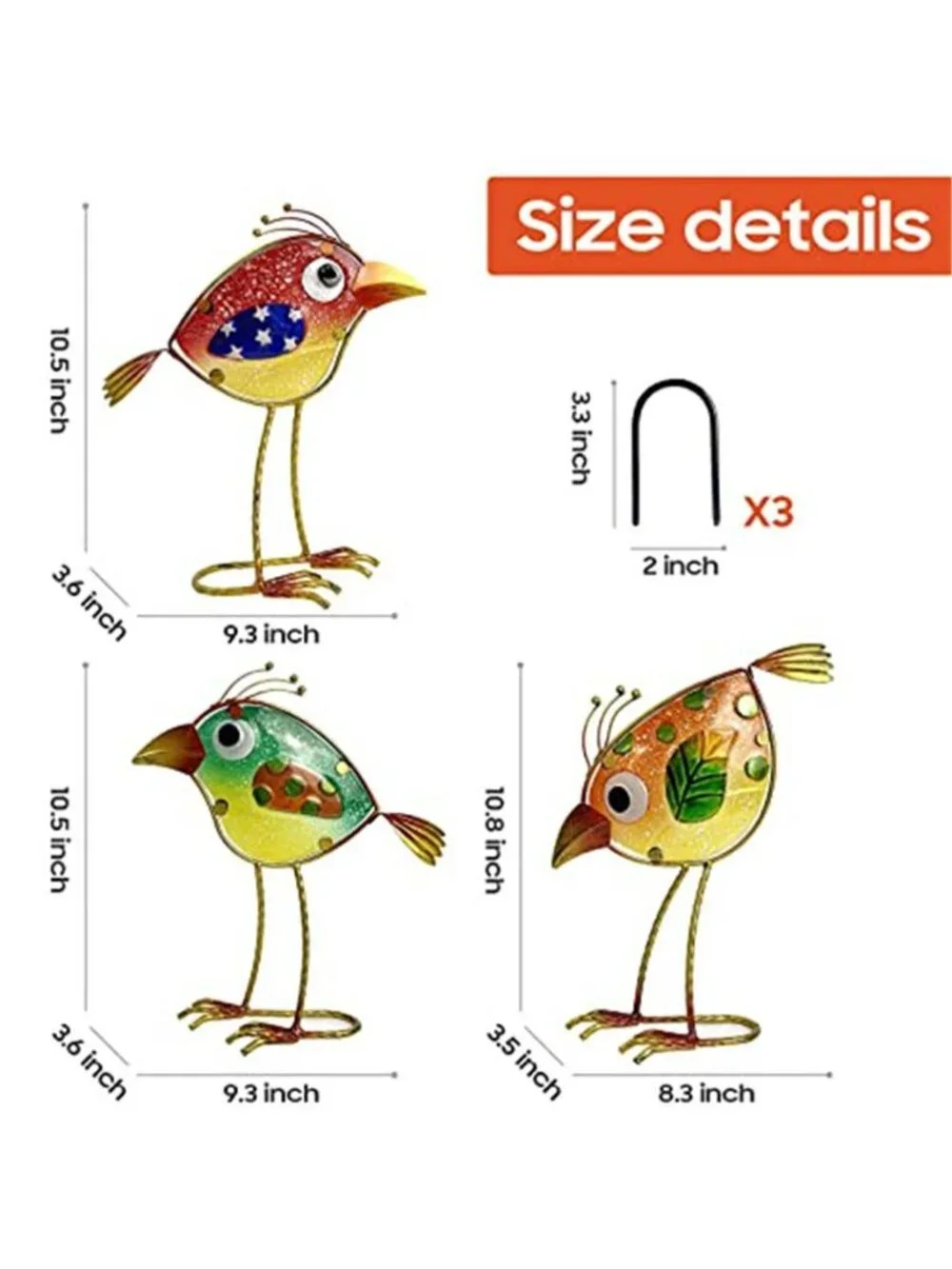 Garden Decor for Outside,Funny Metal & Glass Bird Decor for Indoor &